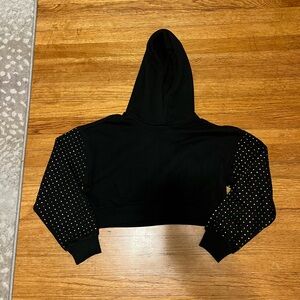 Forever 21 Black Cropped Hoodie with Rhinestone Sleeves